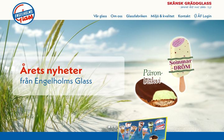Screenshot of engelholmsglass.se