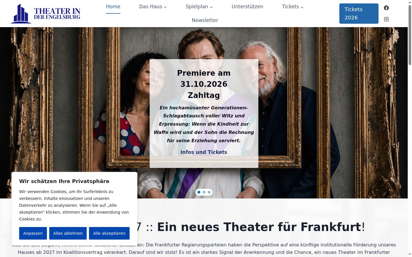 Screenshot des Einwilligungsbanners vor jeglicher Interaktion