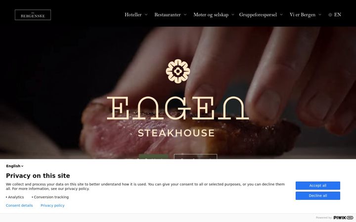 Screenshot of engenrestaurant.no