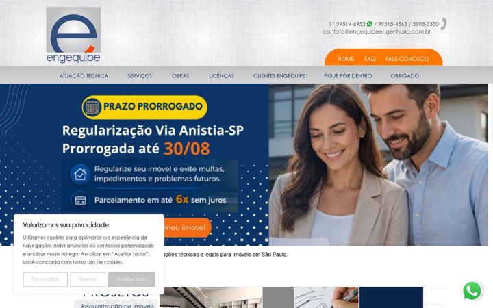 Screenshot of engequipeengenharia.com.br