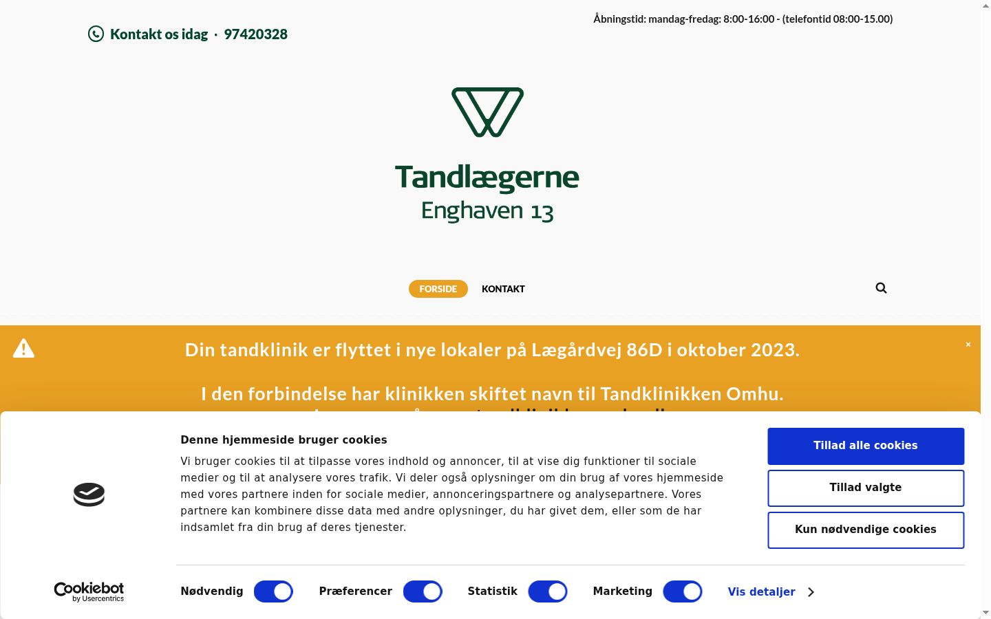 Skärmbild av samtyckesbannern som visades före någon interaktion