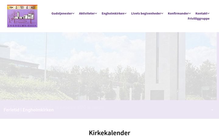 Skärmbild av engholmkirken.dk