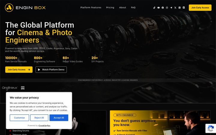Screenshot of enginbox.com