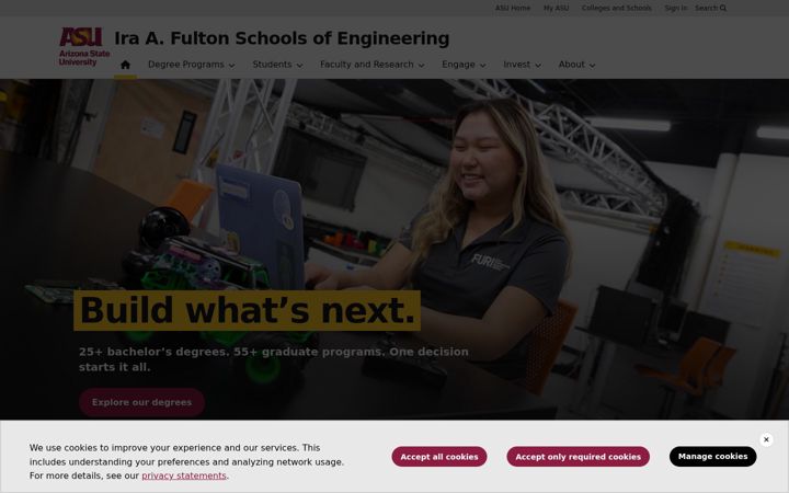 Screenshot of engineering.asu.edu