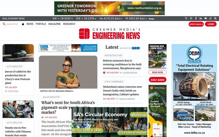 Screenshot of engineeringnews.co.za