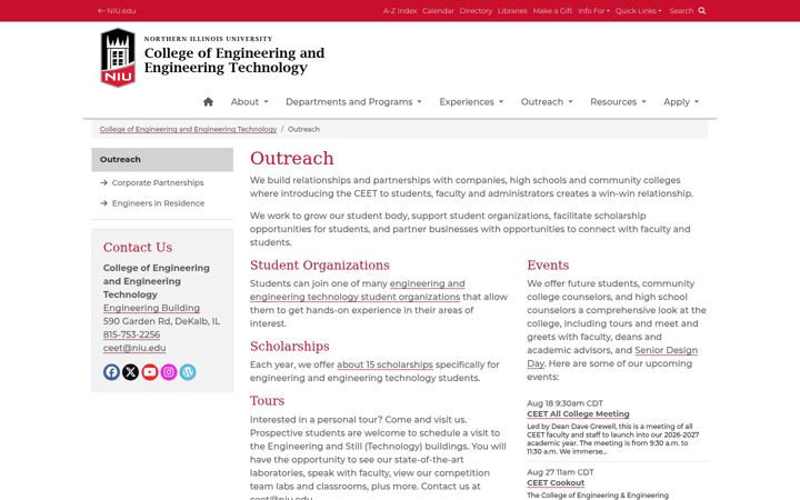 Screenshot of engineeringoutreach.niu.edu