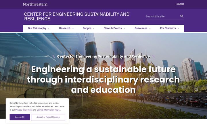Screenshot of engineeringsustainability.northwestern.edu