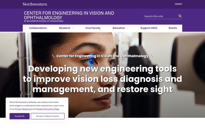 Screenshot of engineeringvision.northwestern.edu