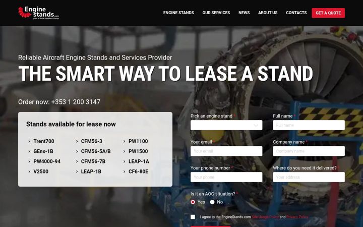 Screenshot of enginestands.com