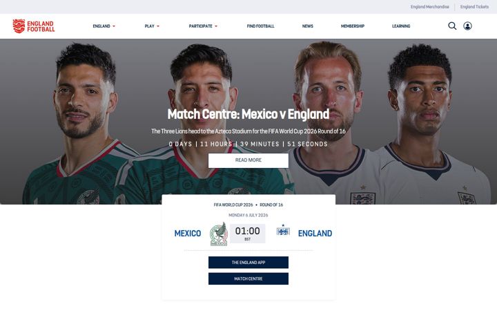 Snimka zaslona za englandfootball.com