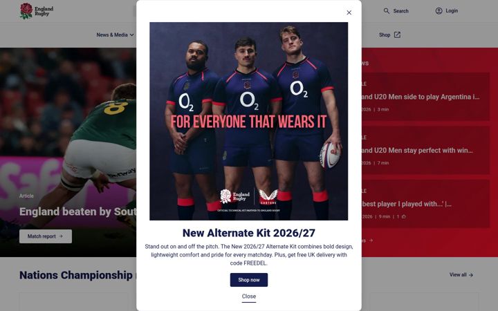 Screenshot of englandrugby.com