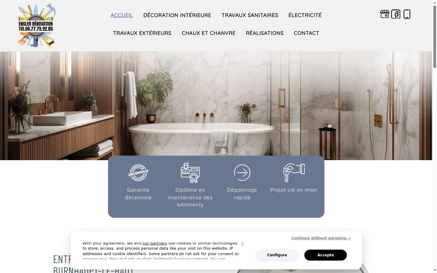 Screenshot del banner di consenso mostrato prima di qualsiasi interazione
