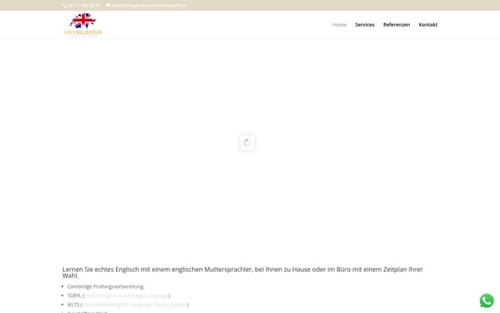 Captura de pantalla de englischunterrichtzuerich.ch