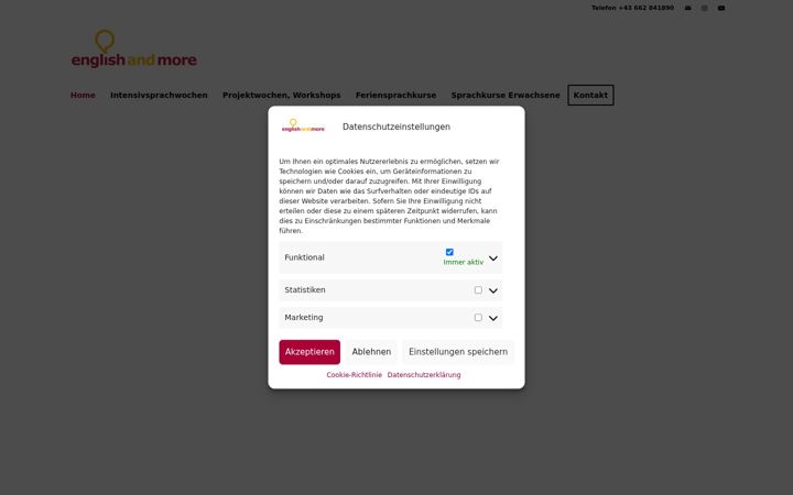 Screenshot von english-and-more.at