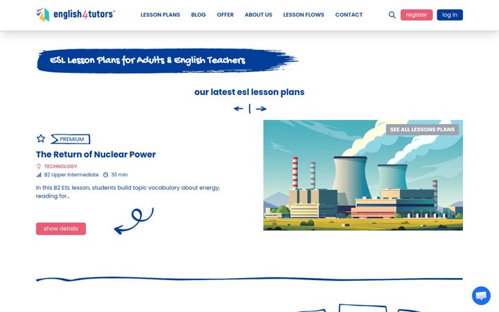 Screenshot of english4tutors.com
