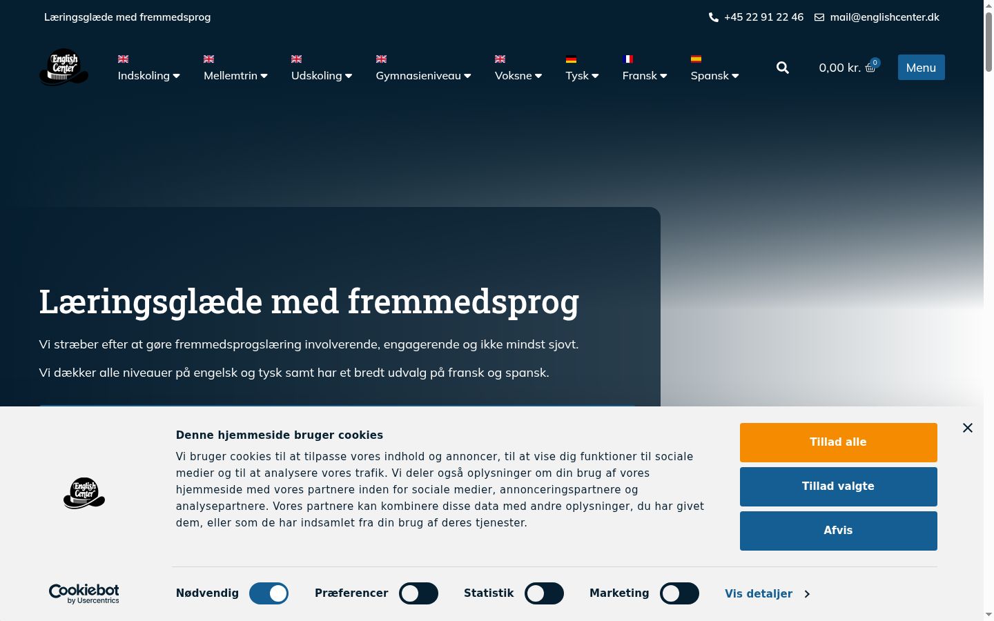 Skärmbild av samtyckesbannern som visades före någon interaktion