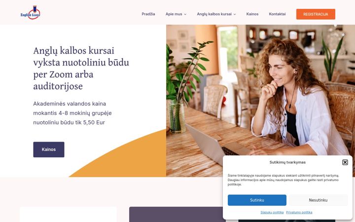 Snímek obrazovky englishcenter.lt