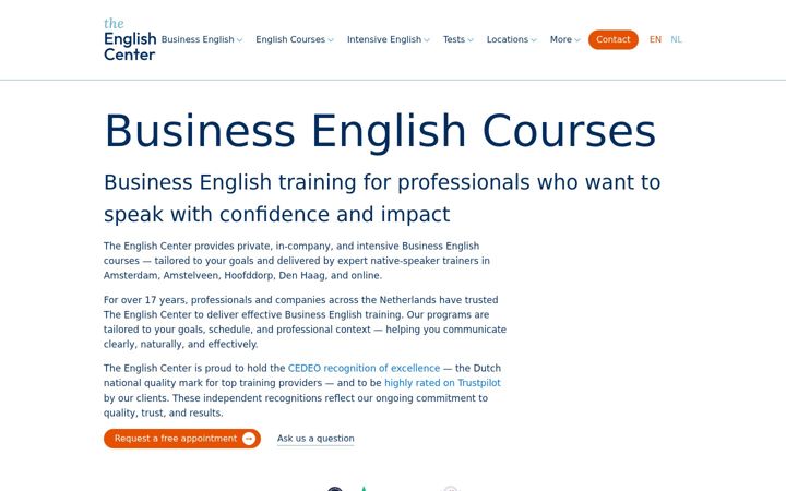Captură de ecran a englishcenter.nl