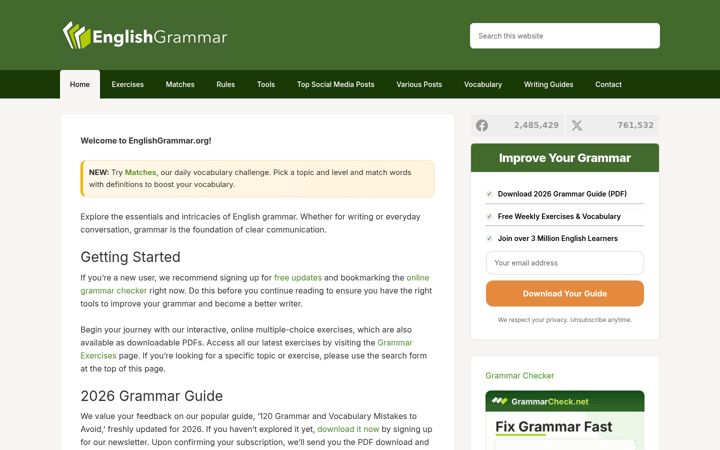 Screenshot of englishgrammar.org