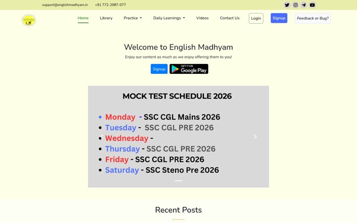 Screenshot of englishmadhyam.info