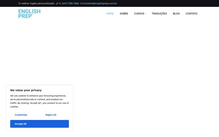 Captură de ecran a englishprep.com.br