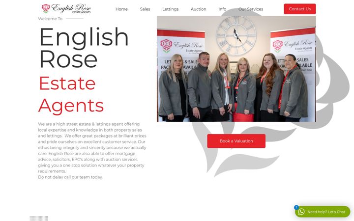 Screenshot of englishroseestateagents.co.uk