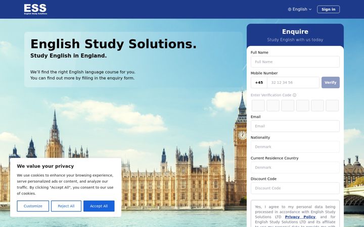 Screenshot of englishstudysolutions.com