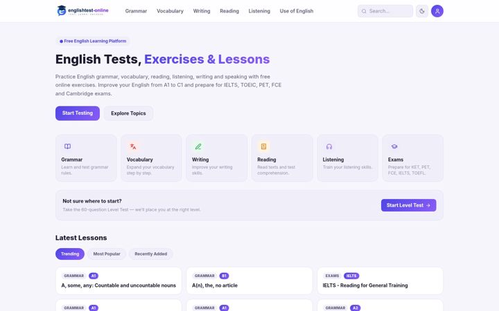 Screenshot of englishtest-online.com