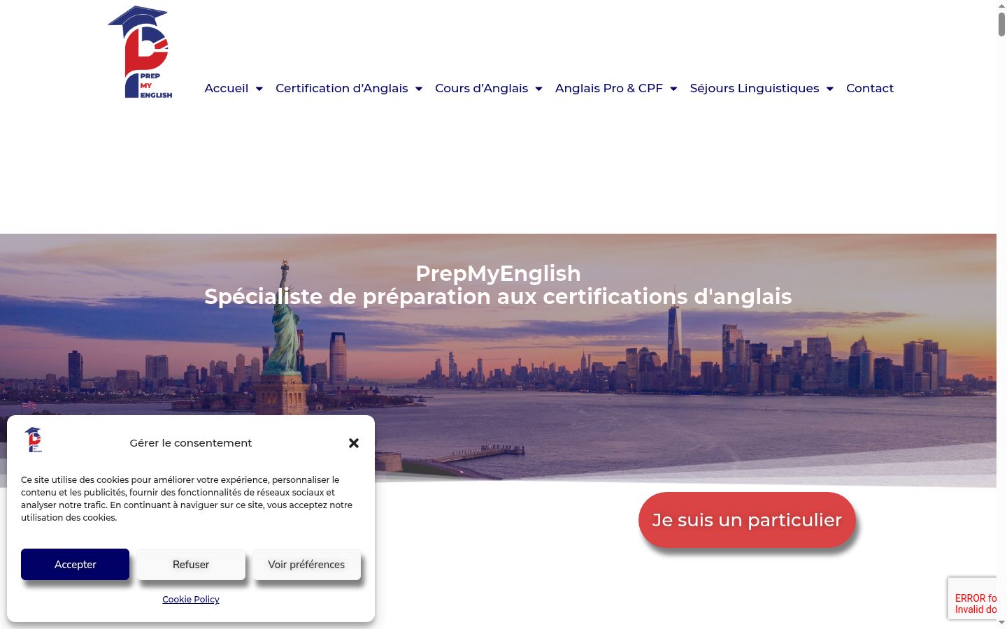 Screenshot of the consent banner shown before any interaction