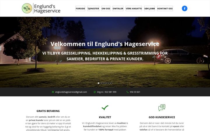Screenshot of englundshageservice.no