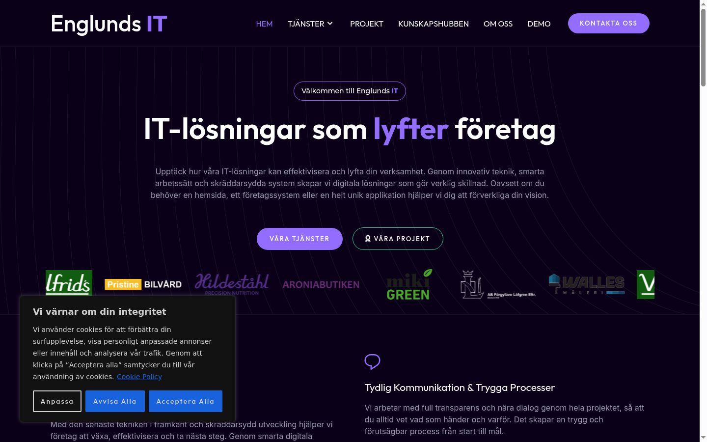 Skærmbillede af samtykkebanneret, som det blev vist før nogen interaktion