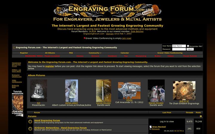 Screenshot of engravingforum.com
