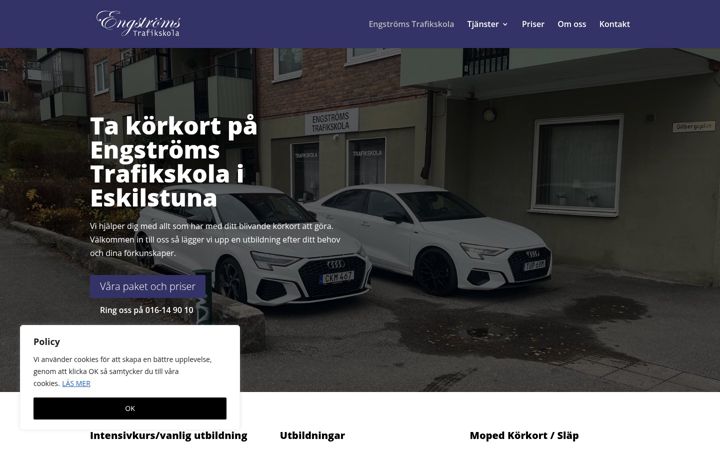 Captură de ecran a engstroms-trafikskola.se