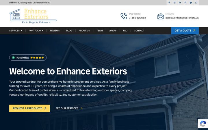Kuvakaappaus sivustosta enhanceexteriors.uk