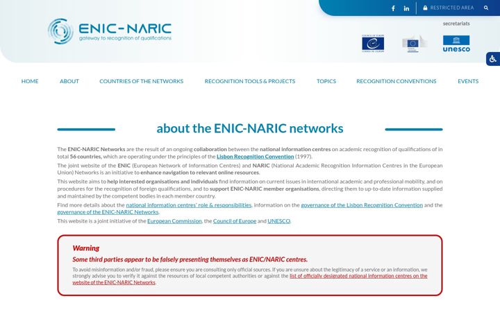 Skærmbillede af enic-naric.net