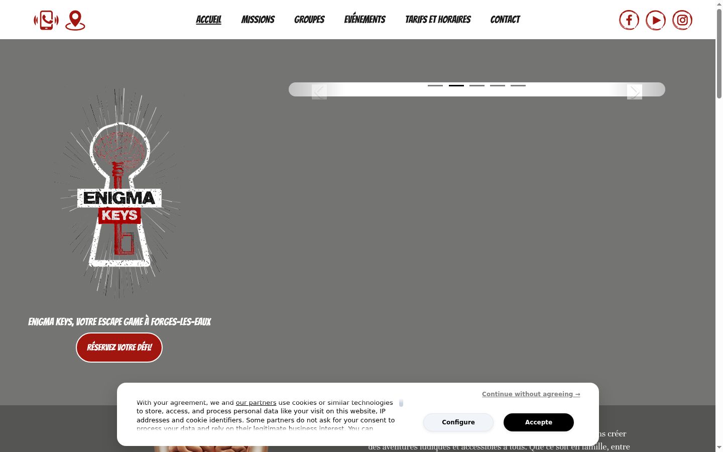Screenshot of the consent banner shown before any interaction