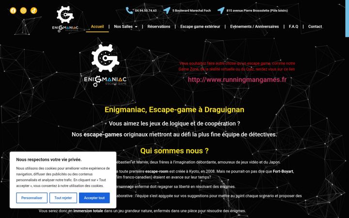 Screenshot of enigmaniac-escapegame.com