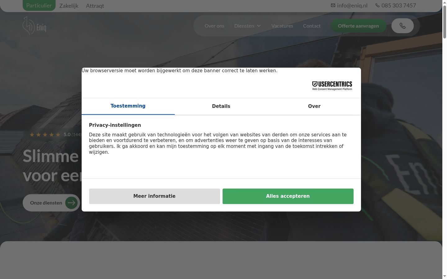 Sutikimo reklamjuostės, rodytos prieš bet kokią sąveiką, ekrano kopija