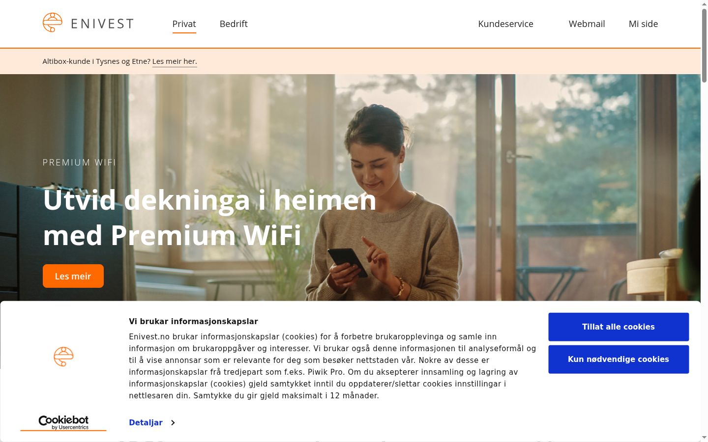 Ekrānuzņēmums ar piekrišanas baneri, kas tika rādīts pirms jebkādas mijiedarbības