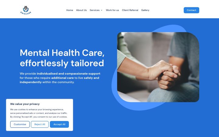 Kuvakaappaus sivustosta enixcare.co.uk