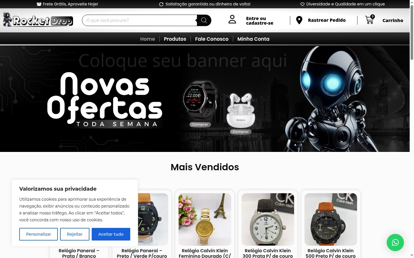 Screenshot del banner di consenso mostrato prima di qualsiasi interazione