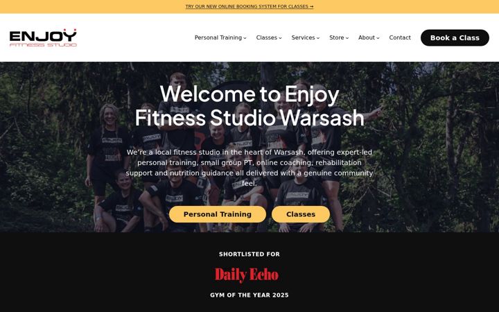 Kuvakaappaus sivustosta enjoyfitnessstudio.co.uk