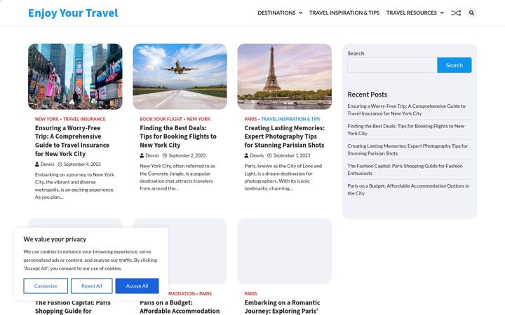 Screenshot of enjoyyourtravel.net