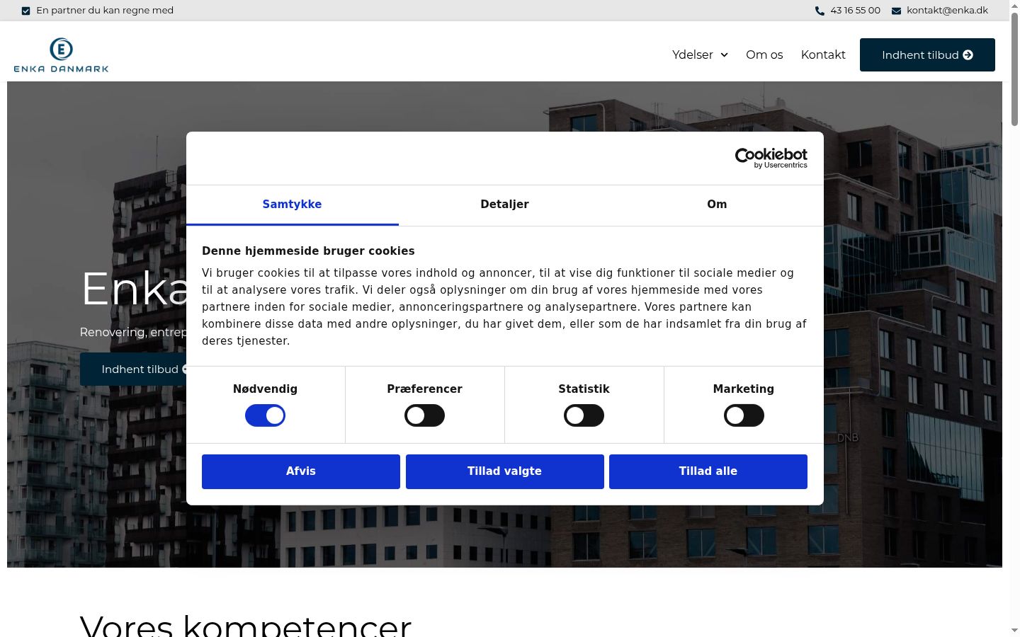 Screenshot des Einwilligungsbanners vor jeglicher Interaktion