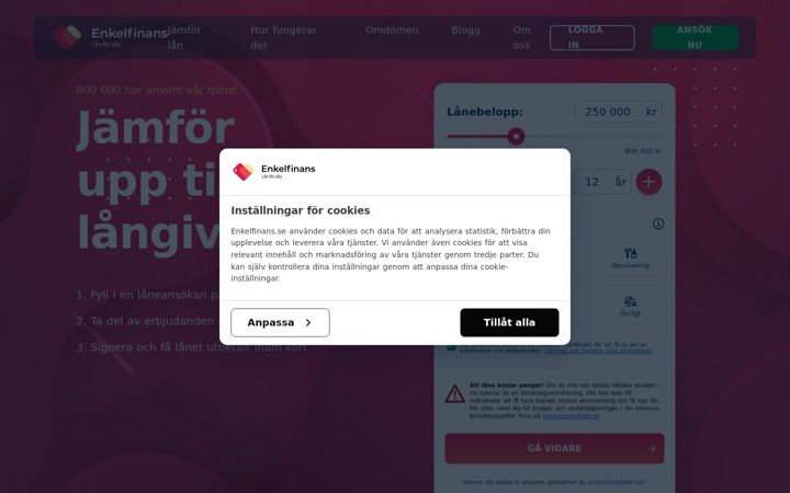 Screenshot of enkelfinans.se