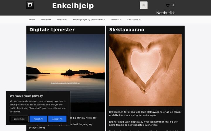 Ekrānuzņēmums no enkelhjelp.no