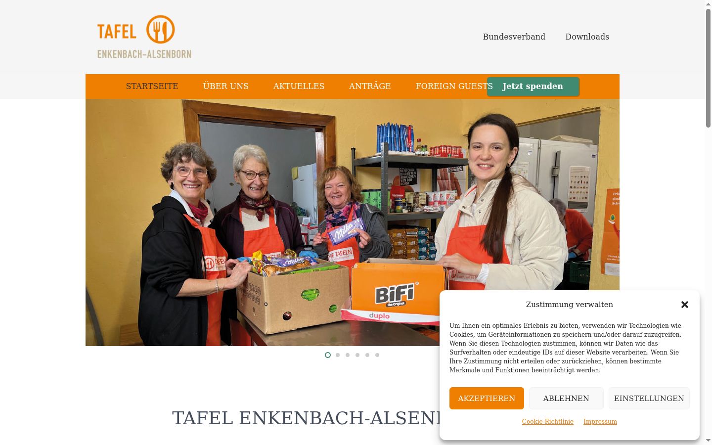 Screenshot des Einwilligungsbanners vor jeglicher Interaktion