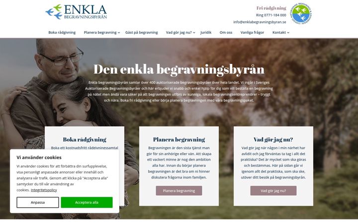 Skærmbillede af enklabegravningsbyran.se