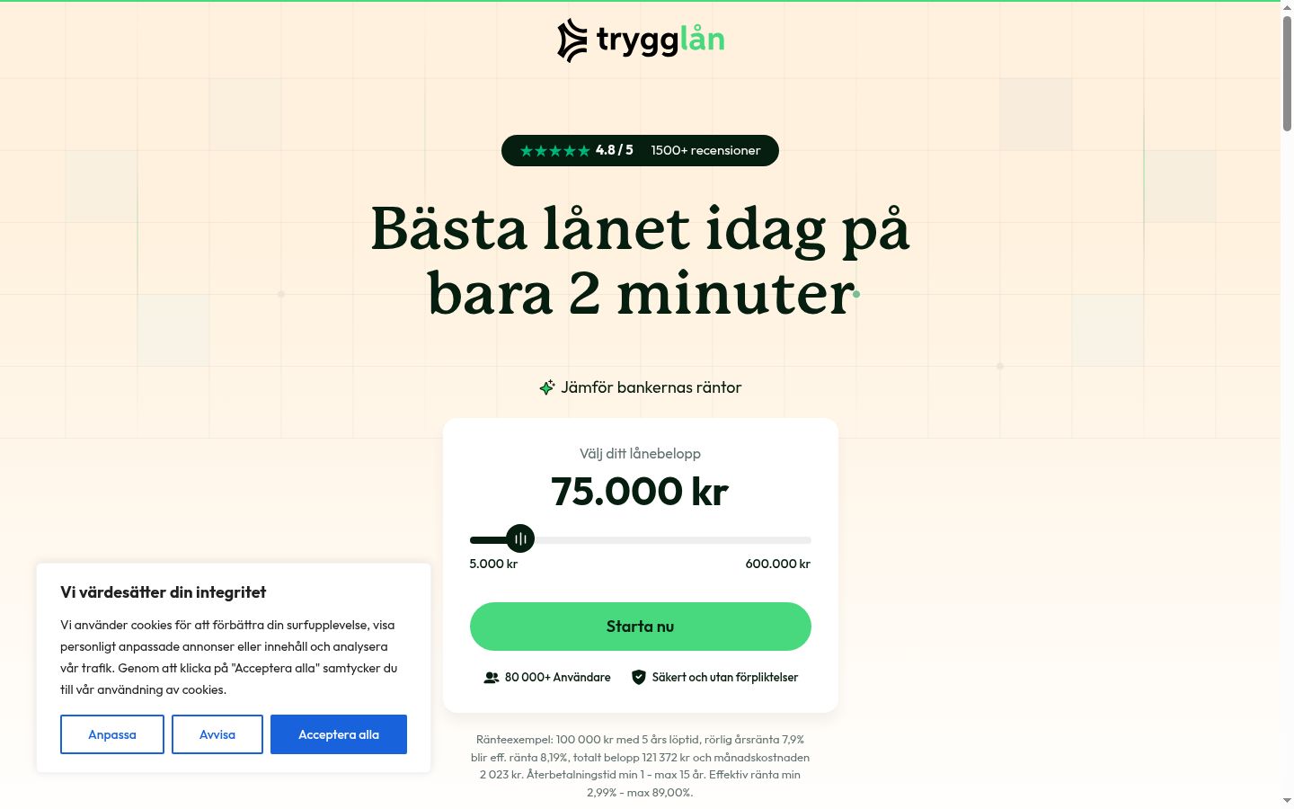 Screenshot del banner di consenso mostrato prima di qualsiasi interazione