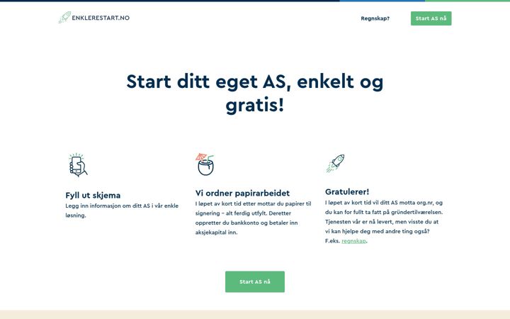 Ekrānuzņēmums no enklerestart.no